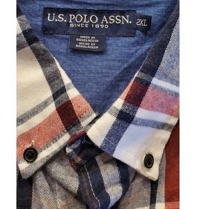 U S. Polo ASSN Men's Woven Shirt Long Sleeve ButtonDown Sz XXL Dark Navy Heather